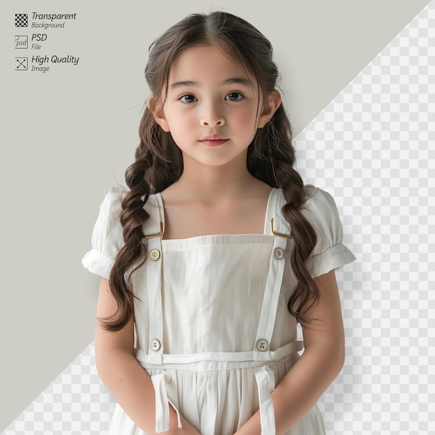 PSD portrait of a young girl with a pensive expression isolated