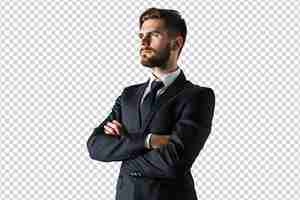 PSD Портрет бизнесмена с перекрестной рукой на белом изолированном фоне