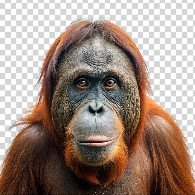 PSD Портрет орангутана на прозрачном фоне
