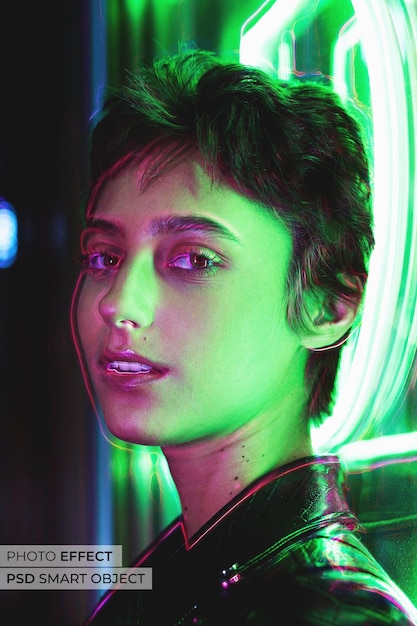 portrait of person with vivid light contour effect
