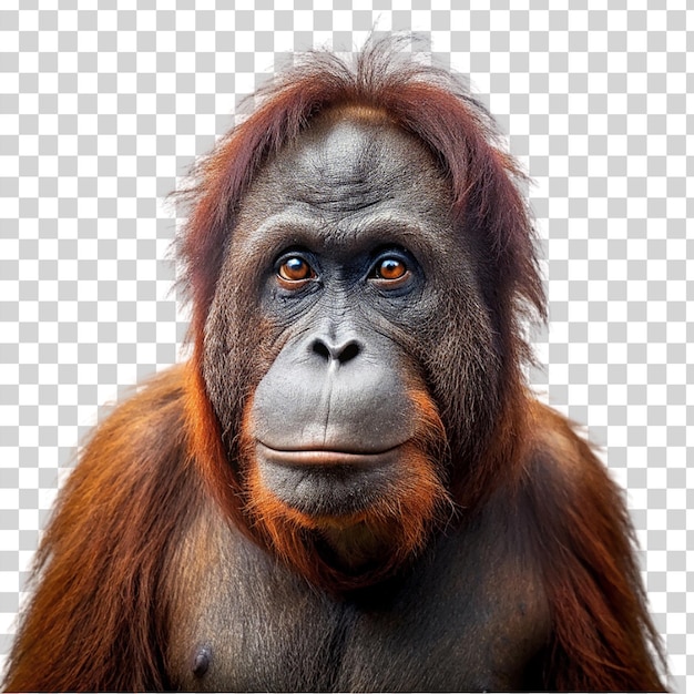 PSD portrait of orangutan isolated on transparent background