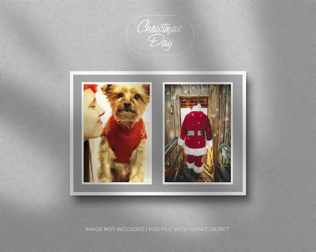 Portrait paper frame photo mockup for christmas and merry christmas day