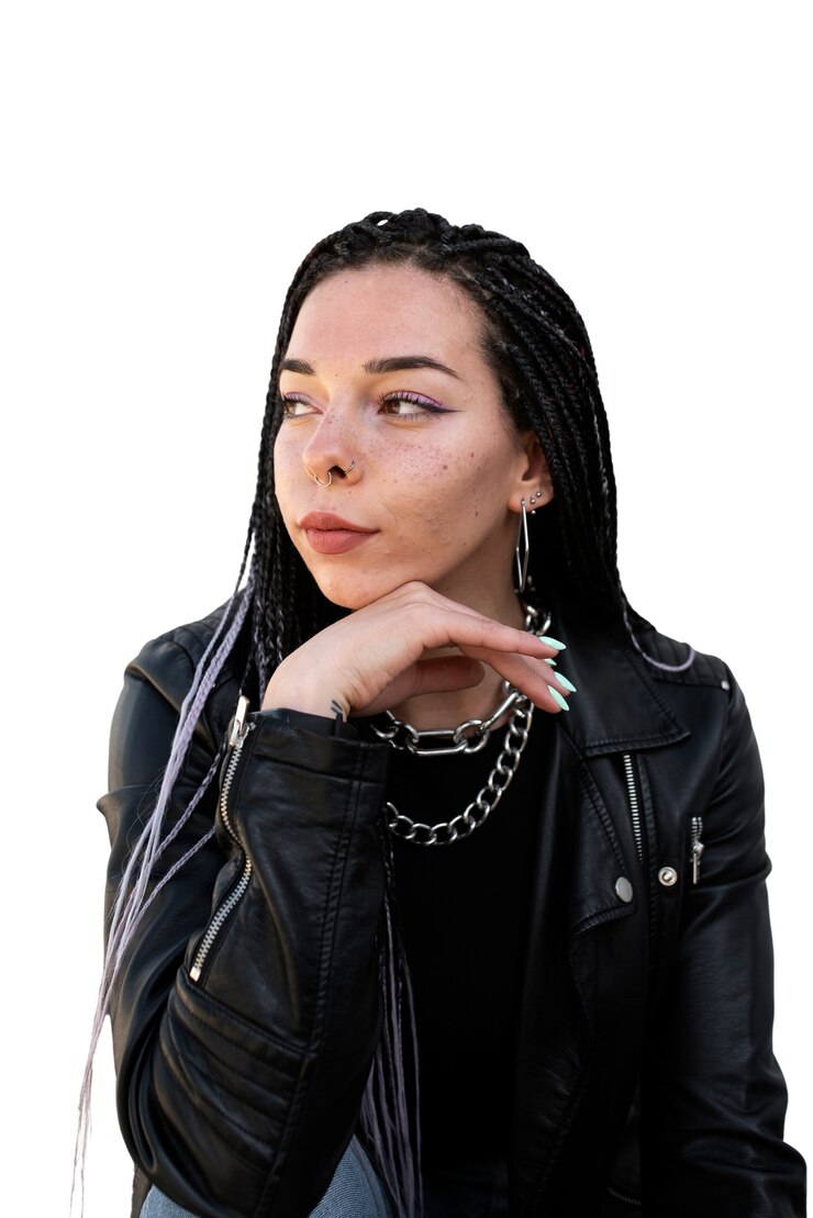 PSD portrait of person with chain necklace