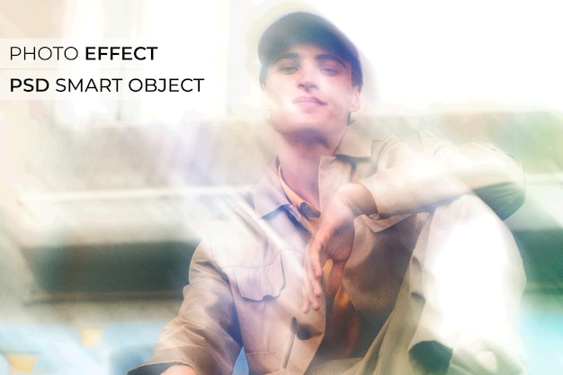 PSD portrait of person with dirty lens effect