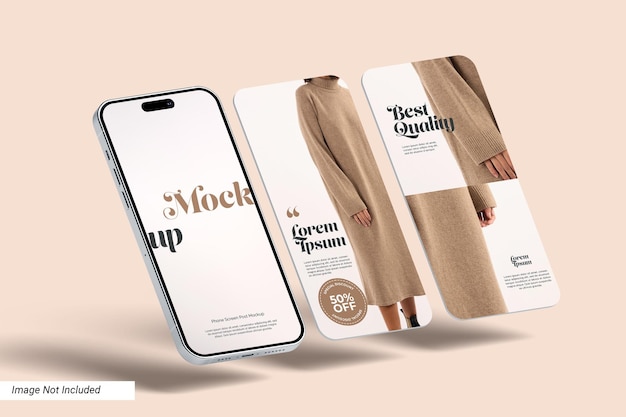 Telefono verticale con mockup della schermata dell'app