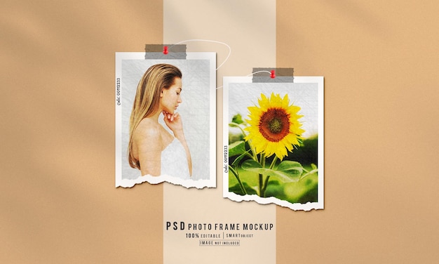 PSD portrait photo frame effect mockup template