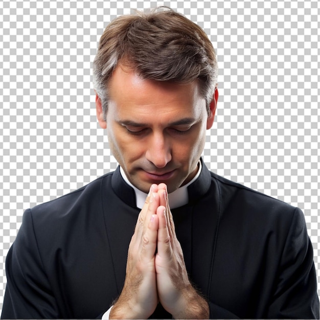 PSD portrait of a priest praying transparent background