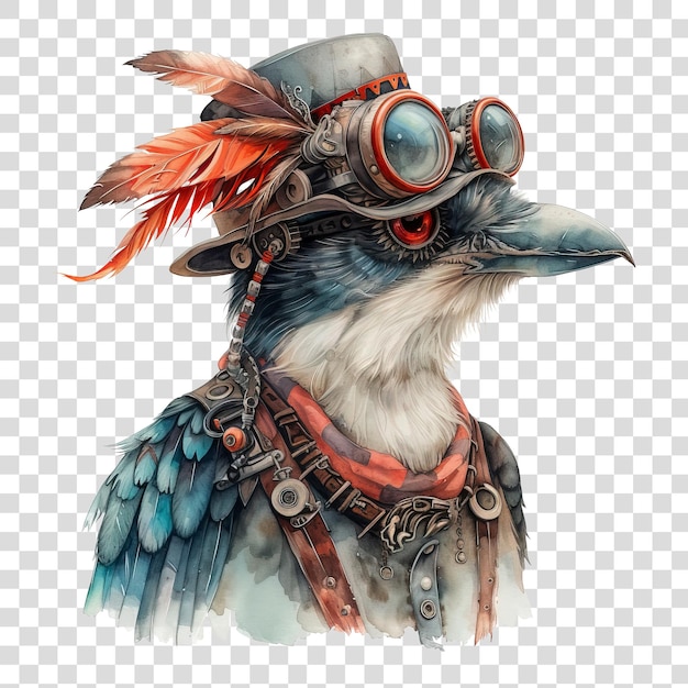 PSD portrait of a quirky steampunk bird steampunk bird art mechanical birds png