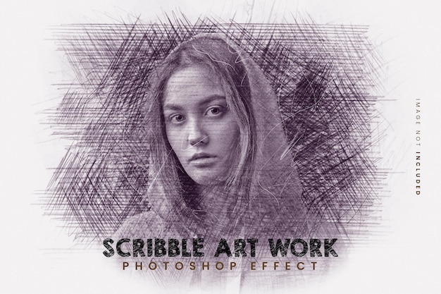 Портрет scribble sketch art photoshop effect