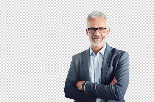 PSD portrait of senior businessman isolated on a transparent background