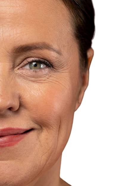 PSD portrait of senior woman with natural make-up and clear skin