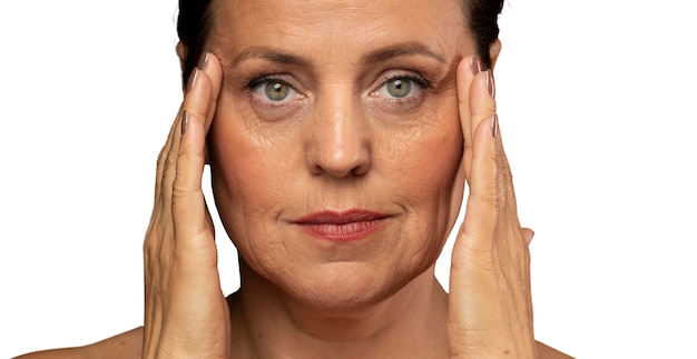 Portrait of senior woman with natural make-up and clear skin