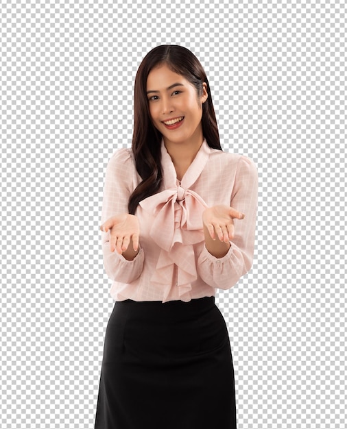 Portrait of a smiling asian woman psd file