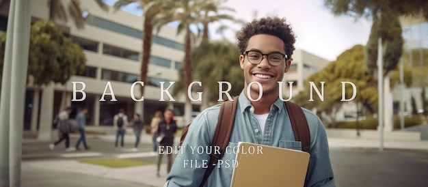 Portrait of smiling campus youth