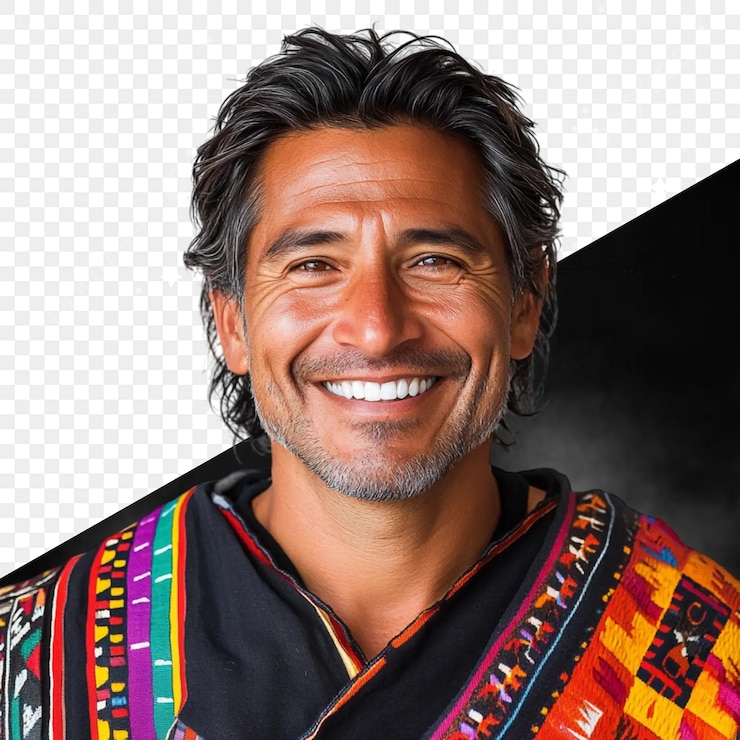 PSD portrait of a smiling indigenous man