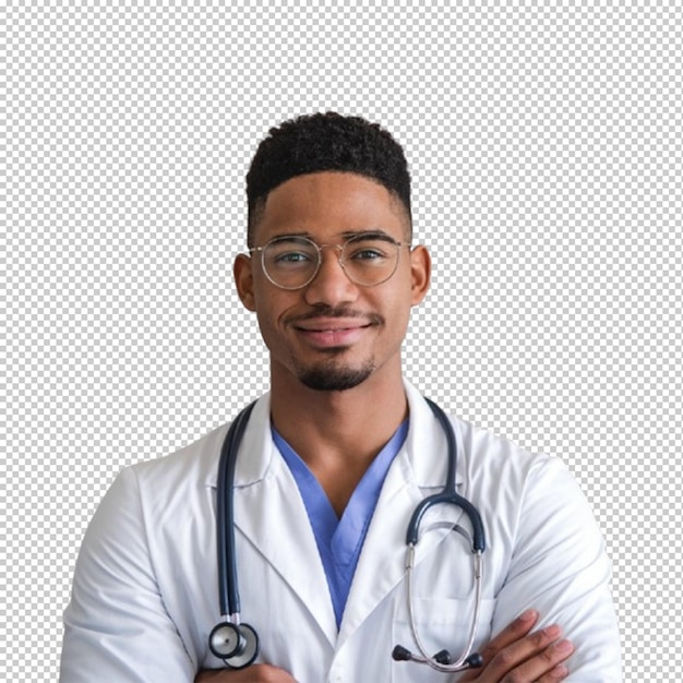 笑顔の男性医師が病院に立っている肖像画 PNG画像