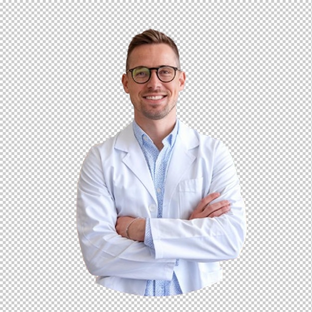Portrait of smiling male doctor standing in hospital PNG Image
