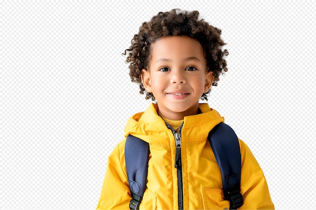 PSD portrait smilling boy wearing yellow on white