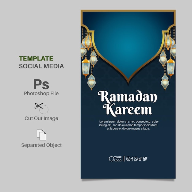 PSD modello di post sui social media ritratto per ramadan kareem