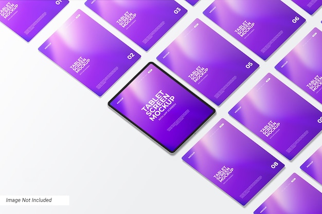 PSD portrait tablet with app screen mockup