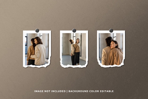 Ritratto di carta strappata photo frame mockup