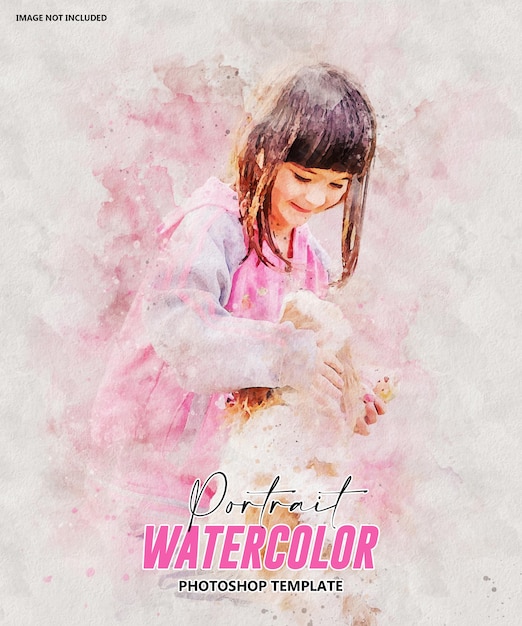 PSD portrait watercolor photo effect template