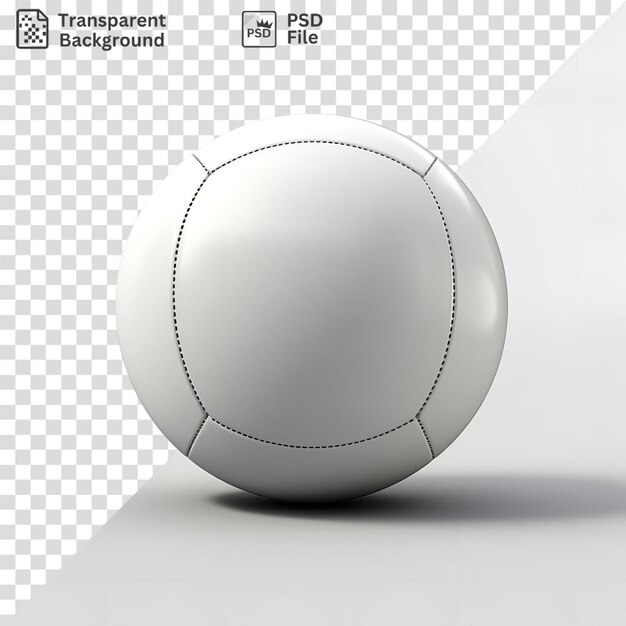 PSD portrait of a white soccer ball casts a dark shadow on a isolated background