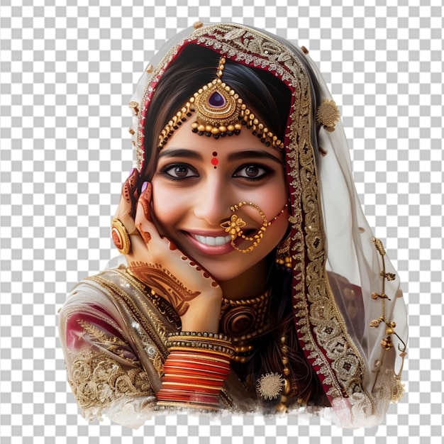PSD ritratto di una giovane bella donna indiana con un sari