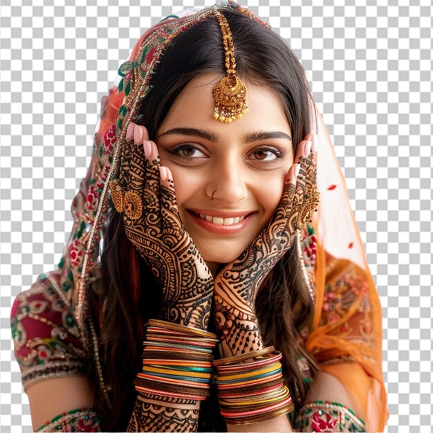 PSD portrait of a young beautiful indian woman with sari