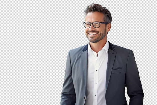 PSD portrait of a young businessman isolated on transparent background