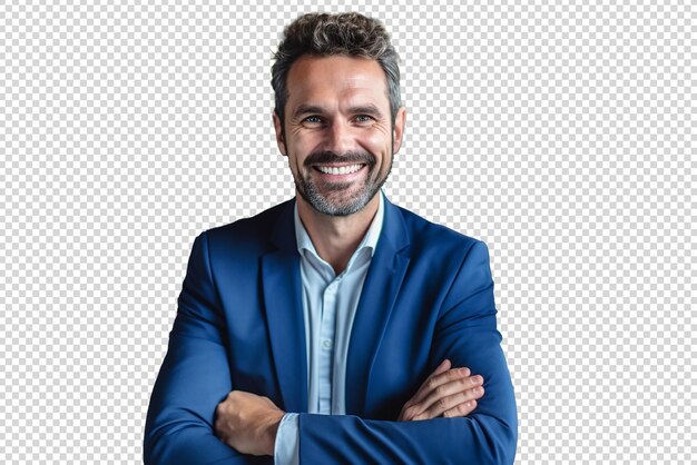 PSD portrait of young businessman isolated on transparent background