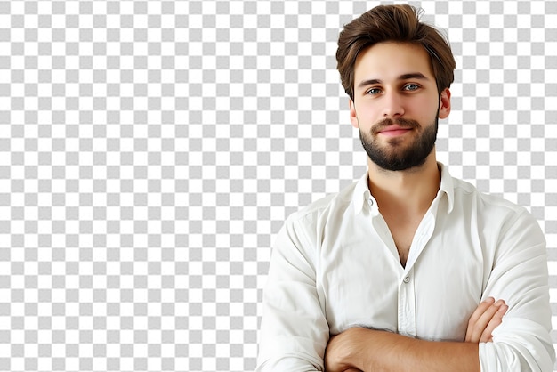 portrait of young man arm crossed on isolated background