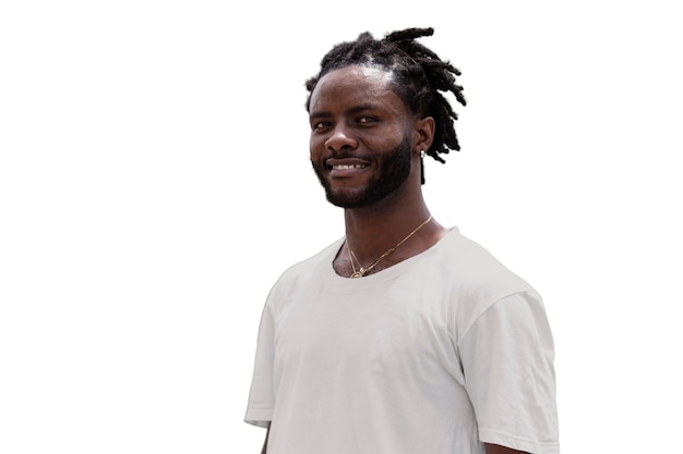 PSD portrait of young man with afro dreadlocks hairstyle