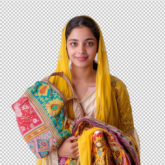 Portrait young woman hand holding shopping bag