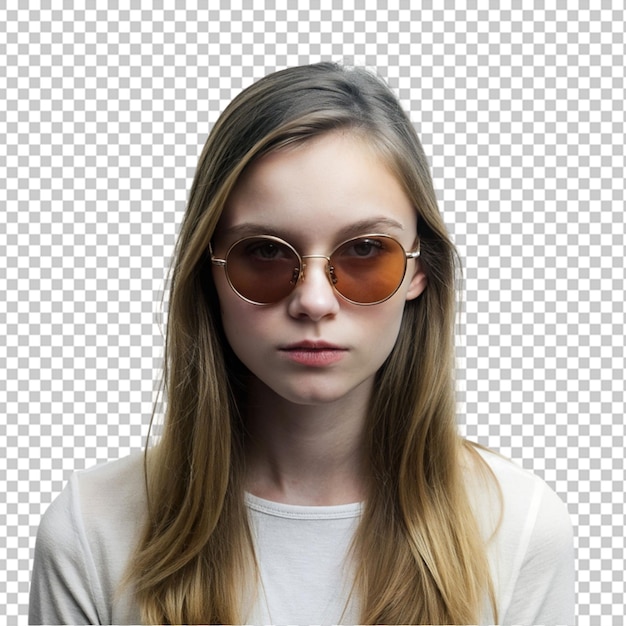 Portrait of young woman wearing sunglasses transparent background