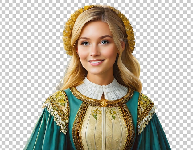 PSD portret artystyczny młodej kobiety w średniowiecznej sukience