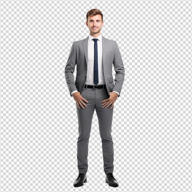 Portret biznesmena z krzyżowaną ręką na białym izolowanym tle