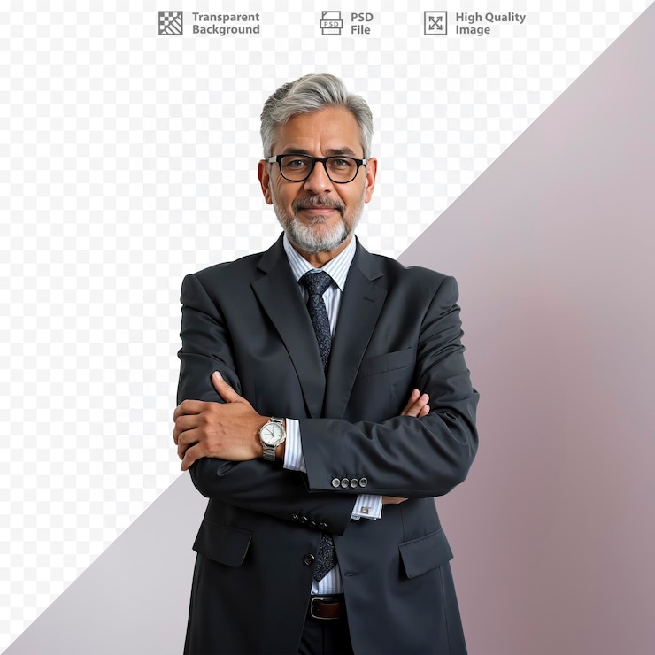 PSD portret biznesmena zdjęcie krzyż ramię bez tła png