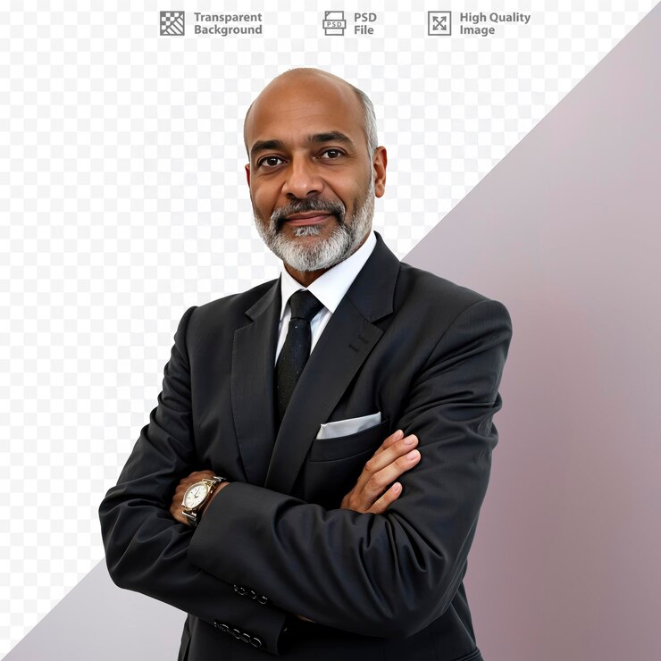 PSD portret biznesmena zdjęcie krzyż ramię bez tła png