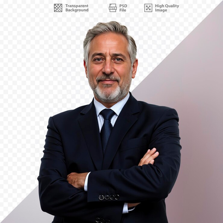 PSD portret biznesmena zdjęcie krzyż ramię bez tła png