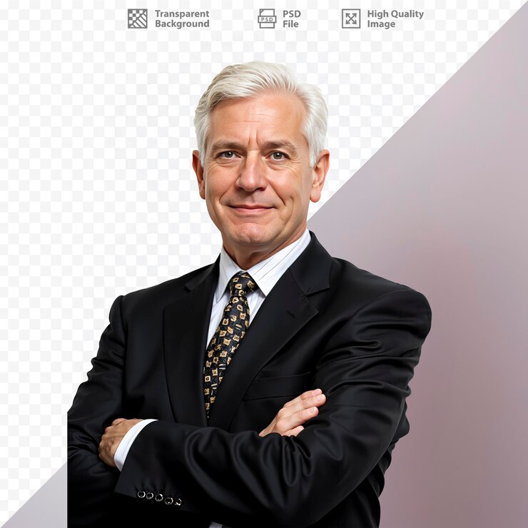 PSD portret biznesmena zdjęcie krzyż ramię bez tła png