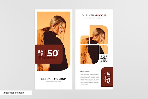 PSD portret dl flyer mockup bovenaanzicht