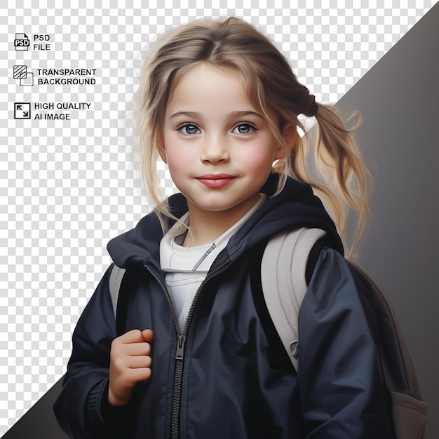 Portret Dziecka Z Plecakiem Na Przejrzystym Tle