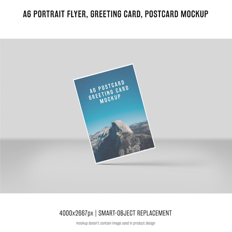 PSD portret folder, briefkaart, wenskaart mockup