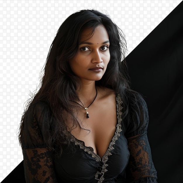 Portret Indyjskiej Kobiety W Czarnej Sukience