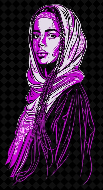 PSD portret kobiety berberyjskiej w tradycyjnej takchitie ubierz się w żywe kolory projekt kolekcje png