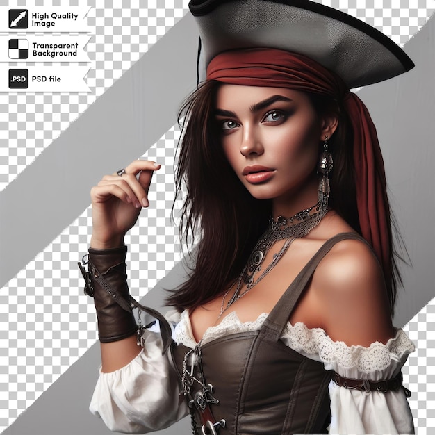 PSD portret kobiety-pirata na przezroczystym tle