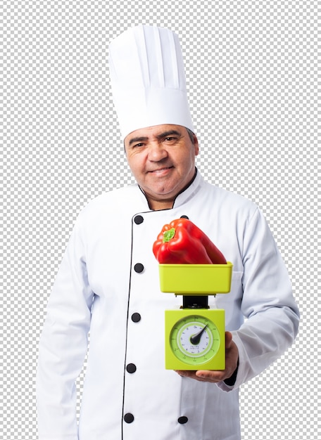 PSD portret kucbarski mężczyzna waży czerwonego pieprzu