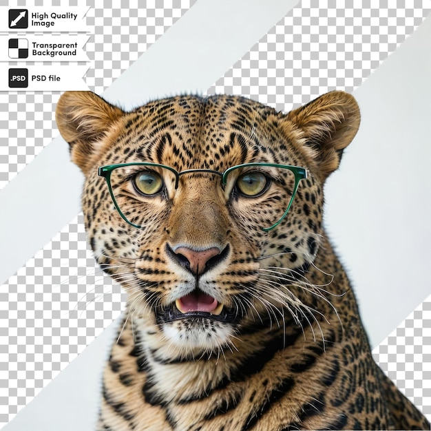PSD portret leoparda na przezroczystym tle z edytowalną warstwą maski
