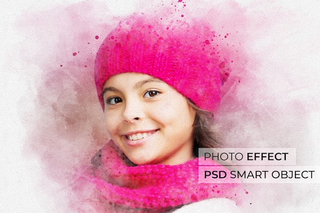 Portret osoby z makietą efektu akwareli